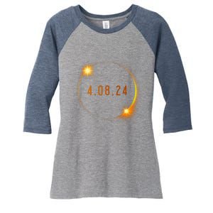 2024 Solar Eclipse American Totality Spring 4.08.24 Women's Tri-Blend 3/4-Sleeve Raglan Shirt