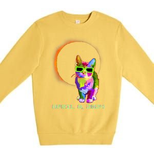 2024 Solar Eclipse Cat Wearing Solar Eclipse Glasses Premium Crewneck Sweatshirt