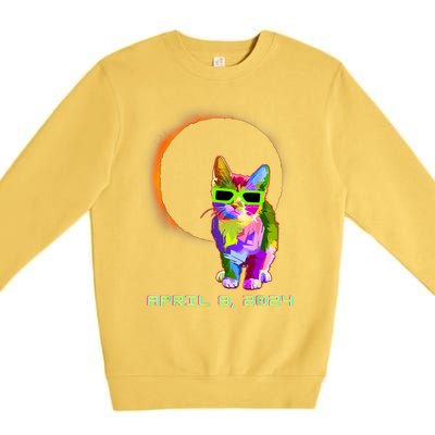 2024 Solar Eclipse Cat Wearing Solar Eclipse Glasses Premium Crewneck Sweatshirt