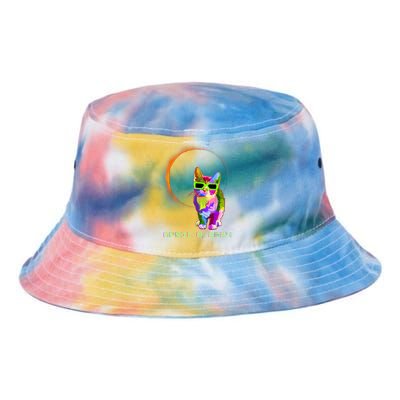 2024 Solar Eclipse Cat Wearing Solar Eclipse Glasses Tie Dye Newport Bucket Hat