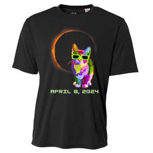 2024 Solar Eclipse Cat Wearing Solar Eclipse Glasses Cooling Performance Crew T-Shirt