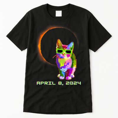 2024 Solar Eclipse Cat Wearing Solar Eclipse Glasses Tall T-Shirt