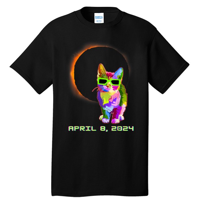 2024 Solar Eclipse Cat Wearing Solar Eclipse Glasses Tall T-Shirt