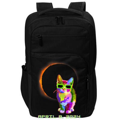 2024 Solar Eclipse Cat Wearing Solar Eclipse Glasses Impact Tech Backpack