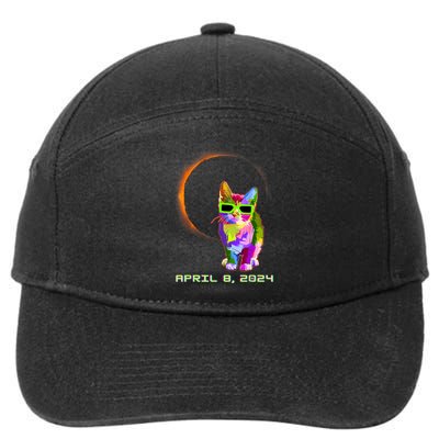 2024 Solar Eclipse Cat Wearing Solar Eclipse Glasses 7-Panel Snapback Hat