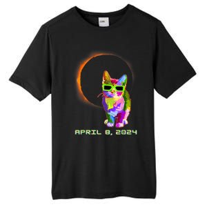 2024 Solar Eclipse Cat Wearing Solar Eclipse Glasses Tall Fusion ChromaSoft Performance T-Shirt