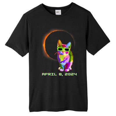 2024 Solar Eclipse Cat Wearing Solar Eclipse Glasses Tall Fusion ChromaSoft Performance T-Shirt