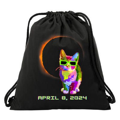 2024 Solar Eclipse Cat Wearing Solar Eclipse Glasses Drawstring Bag