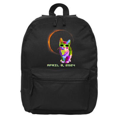 2024 Solar Eclipse Cat Wearing Solar Eclipse Glasses 16 in Basic Backpack