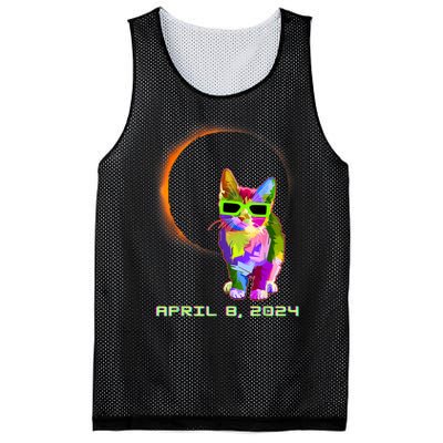 2024 Solar Eclipse Cat Wearing Solar Eclipse Glasses Mesh Reversible Basketball Jersey Tank