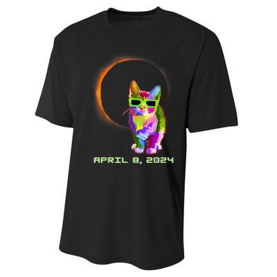 2024 Solar Eclipse Cat Wearing Solar Eclipse Glasses Performance Sprint T-Shirt