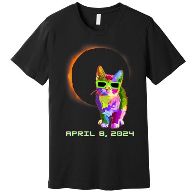 2024 Solar Eclipse Cat Wearing Solar Eclipse Glasses Premium T-Shirt