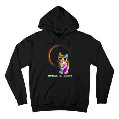 2024 Solar Eclipse Cat Wearing Solar Eclipse Glasses Tall Hoodie