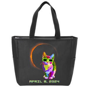 2024 Solar Eclipse Cat Wearing Solar Eclipse Glasses Zip Tote Bag