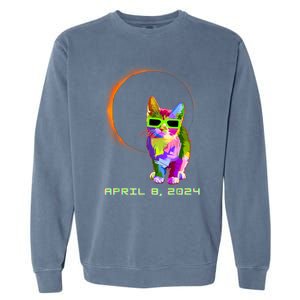 2024 Solar Eclipse Cat Wearing Solar Eclipse Glasses Garment-Dyed Sweatshirt