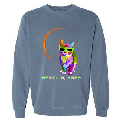 2024 Solar Eclipse Cat Wearing Solar Eclipse Glasses Garment-Dyed Sweatshirt