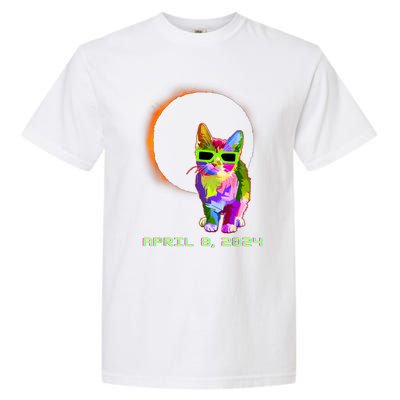 2024 Solar Eclipse Cat Wearing Solar Eclipse Glasses Garment-Dyed Heavyweight T-Shirt