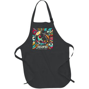 2024 Solar Eclipse 2024 04.08.24 Eclipse Design Full-Length Apron With Pockets