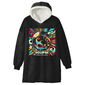 2024 Solar Eclipse 2024 04.08.24 Eclipse Design Hooded Wearable Blanket