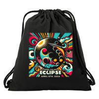 2024 Solar Eclipse 2024 04.08.24 Eclipse Design Drawstring Bag