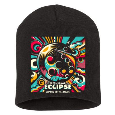 2024 Solar Eclipse 2024 04.08.24 Eclipse Design Short Acrylic Beanie