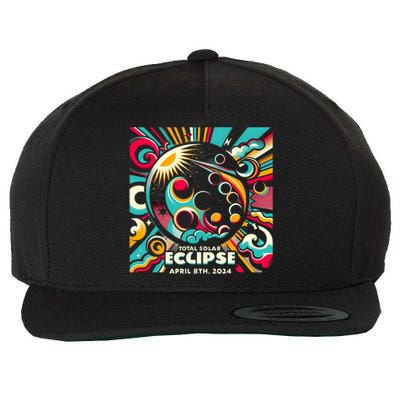 2024 Solar Eclipse 2024 04.08.24 Eclipse Design Wool Snapback Cap