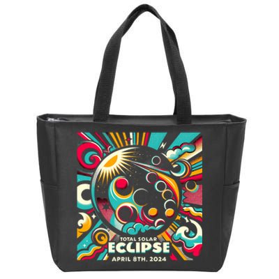 2024 Solar Eclipse 2024 04.08.24 Eclipse Design Zip Tote Bag