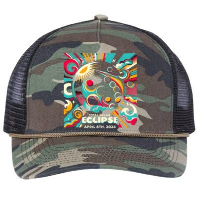 2024 Solar Eclipse 2024 04.08.24 Eclipse Design Retro Rope Trucker Hat Cap