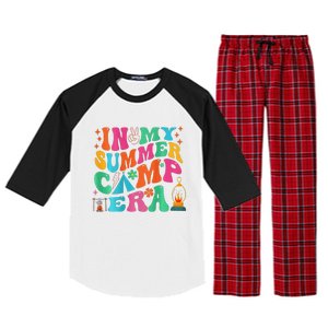 2 Side Groovy In My Summer Camp Era Retro Camping Crew Raglan Sleeve Pajama Set