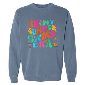 2 Side Groovy In My Summer Camp Era Retro Camping Crew Garment-Dyed Sweatshirt