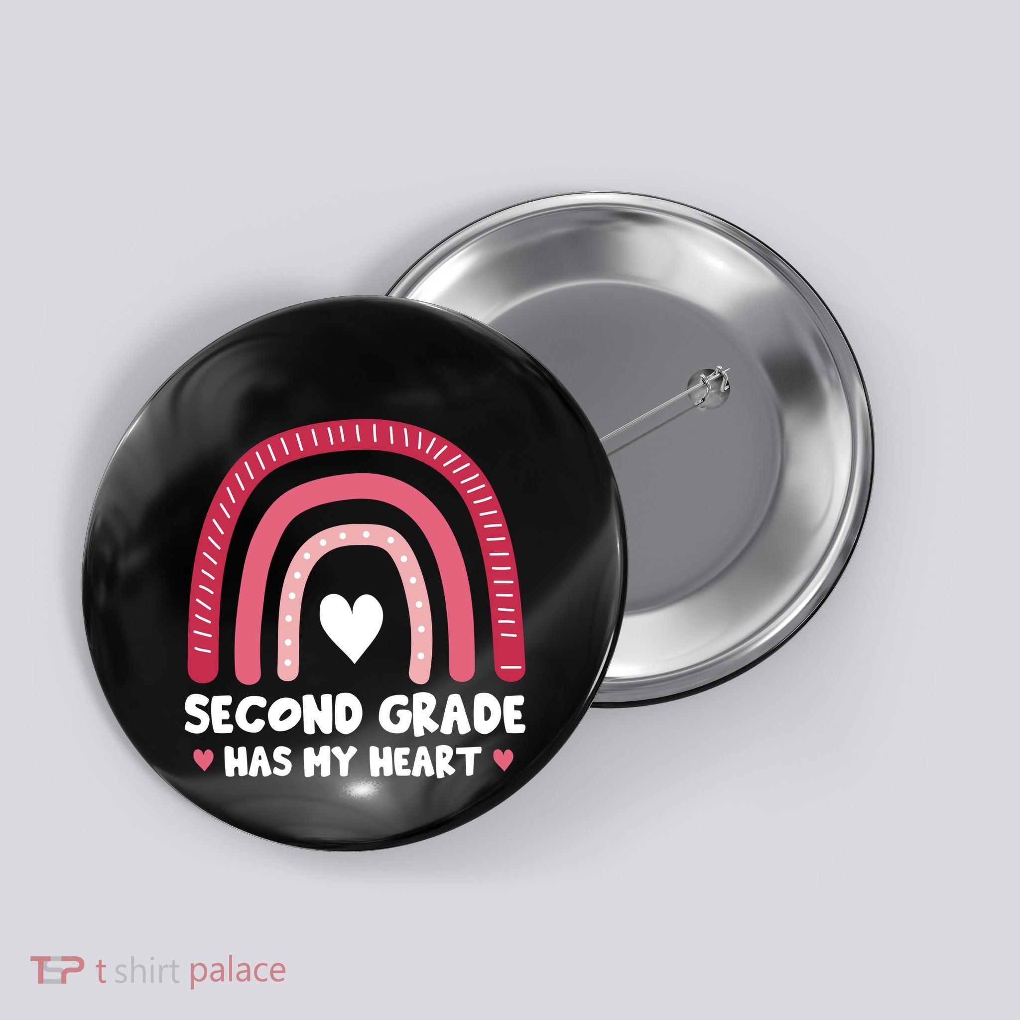 2nd Second Grade Has My Heart Rainbow Valentines Day Teacher Button