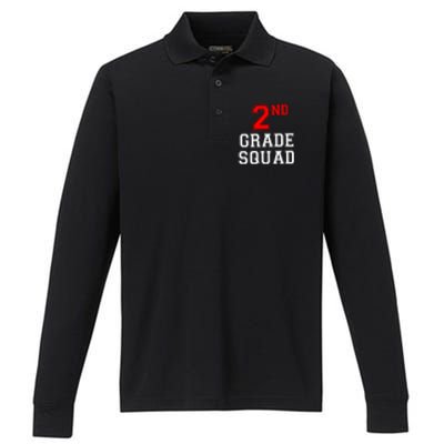 2ND Second Grade Squad Back To School Teacher Gifts Performance Long Sleeve Polo