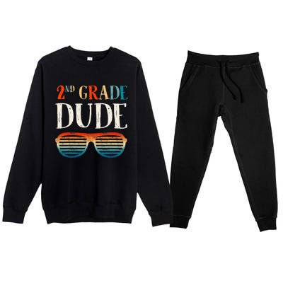 2Nd Second Grade Dude Sunglasses Back To School Gift Premium Crewneck Sweatsuit Set