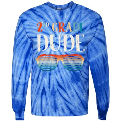 2Nd Second Grade Dude Sunglasses Back To School Gift Tie-Dye Long Sleeve Shirt