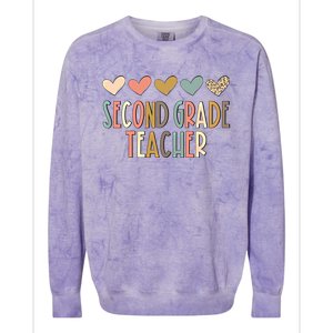 2Nd Second Grade Teacher Heart Love Back To School Teacher Great Gift Colorblast Crewneck Sweatshirt