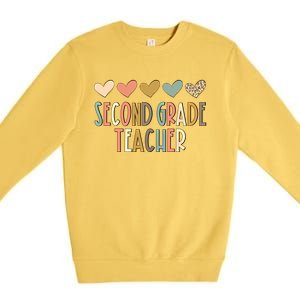 2Nd Second Grade Teacher Heart Love Back To School Teacher Great Gift Premium Crewneck Sweatshirt