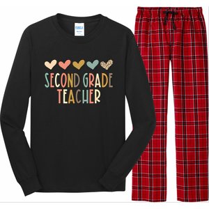 2Nd Second Grade Teacher Heart Love Back To School Teacher Great Gift Long Sleeve Pajama Set