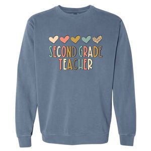 2Nd Second Grade Teacher Heart Love Back To School Teacher Great Gift Garment-Dyed Sweatshirt