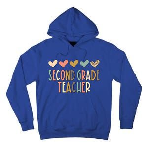 2Nd Second Grade Teacher Heart Love Back To School Teacher Great Gift Tall Hoodie