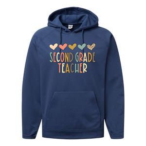 2Nd Second Grade Teacher Heart Love Back To School Teacher Great Gift Performance Fleece Hoodie