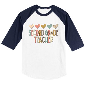 2Nd Second Grade Teacher Heart Love Back To School Teacher Great Gift Baseball Sleeve Shirt