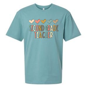 2Nd Second Grade Teacher Heart Love Back To School Teacher Great Gift Sueded Cloud Jersey T-Shirt