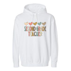 2Nd Second Grade Teacher Heart Love Back To School Teacher Great Gift Garment-Dyed Fleece Hoodie