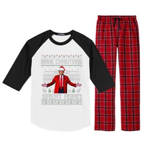 2 Side Make Christmas Great Again Ugly Sweaters Trump Xmas Raglan Sleeve Pajama Set