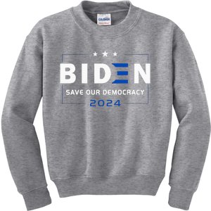 2024 Save Our Democracy Biden America Vote Blue Kids Sweatshirt