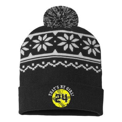 24 Softball Player ThatS My Cheer Mom Dad Team Coach USA-Made Snowflake Beanie