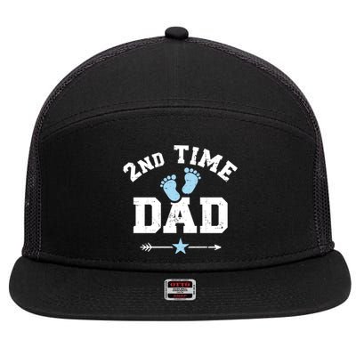 2nd Second Time Dad Announcet Great Gift 7 Panel Mesh Trucker Snapback Hat