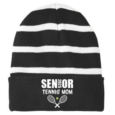 2025 Senior Tennis Mom Team Parent Helper Class Of 2025 Striped Beanie with Solid Band