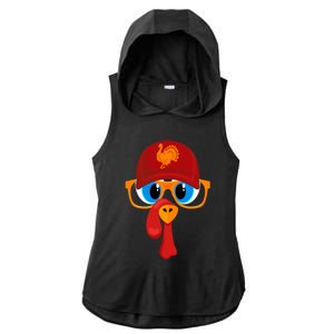 2 Sided Thanksgiving Turkey Face Baseball Hat And Glasses Gift Ladies PosiCharge Tri-Blend Wicking Draft Hoodie Tank