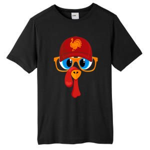 2 Sided Thanksgiving Turkey Face Baseball Hat And Glasses Gift Tall Fusion ChromaSoft Performance T-Shirt